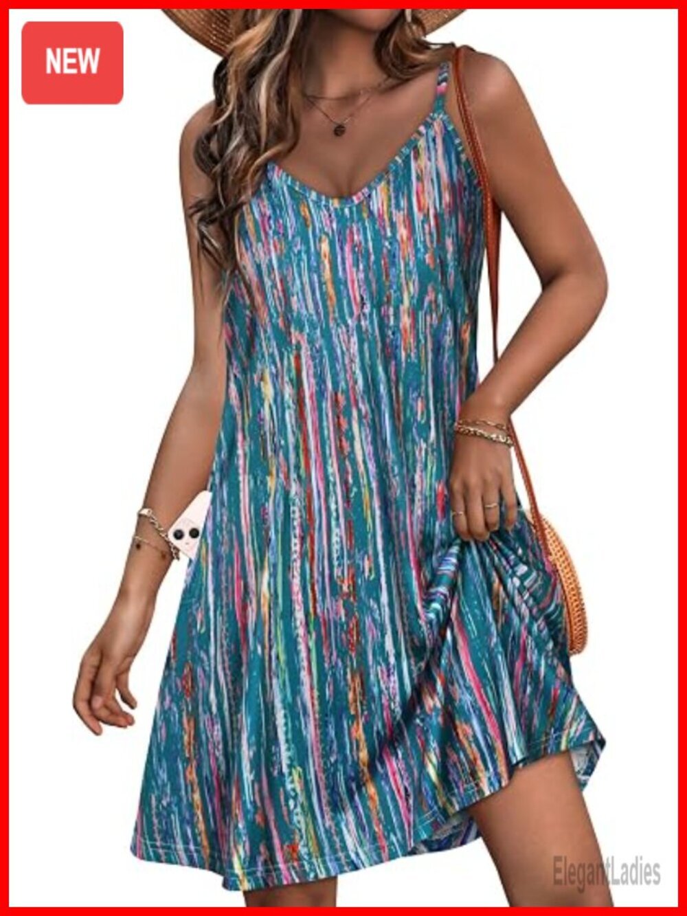 Spaghetti Strap Sundress with Pockets Summer Beach Cover Up